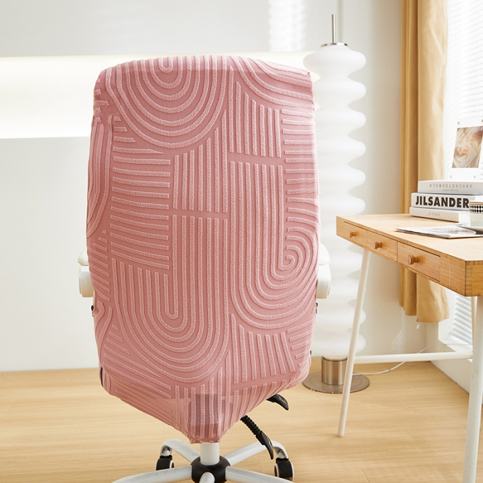 91家纺网 家纺一手货源 找家纺 丝绮鹿 2023新款提花绒椅子套拉链款（圆满） 圆满-樱桃粉