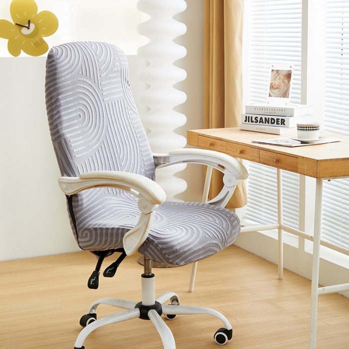 91家纺网 家纺一手货源 找家纺 丝绮鹿 2023新款提花绒椅子套拉链款（圆满） 圆满-月光灰