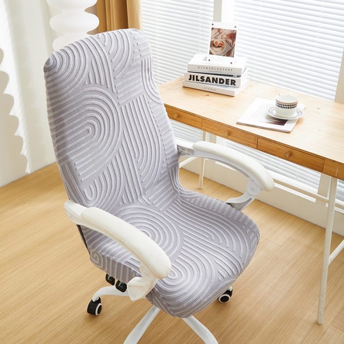 91家纺网 家纺一手货源 找家纺 丝绮鹿 2023新款提花绒椅子套拉链款（圆满） 圆满-月光灰