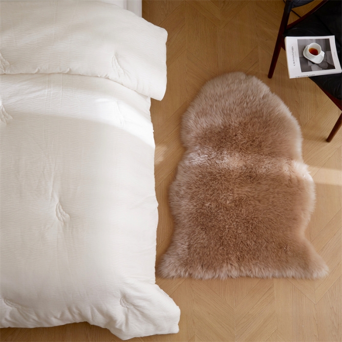 91家纺网 家纺一手货源 找家纺 安莱生活 2023新款高奢新西兰进口羊毛垫 羊毛垫-驼色