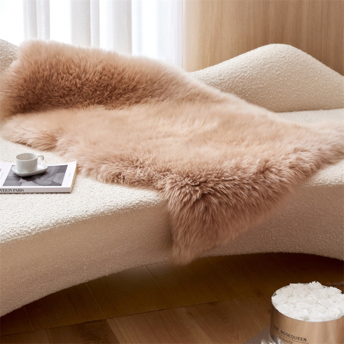 91家纺网 家纺一手货源 找家纺 安莱生活 2023新款高奢新西兰进口羊毛垫 羊毛垫-驼色