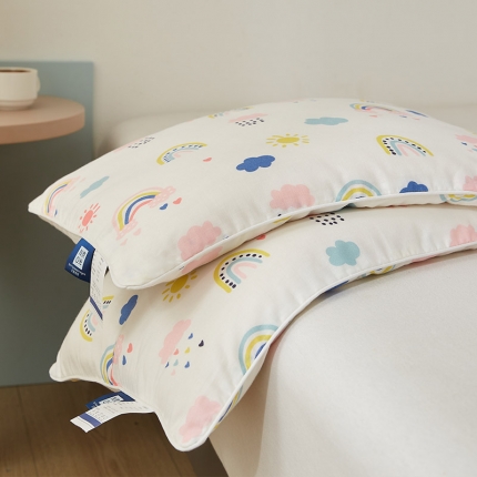 （总）乐可 2023新款双层纱儿童棉花枕 枕头枕芯