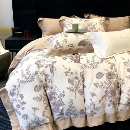 91家纺网 家纺一手货源 找家纺 （总）太古汇 2023新款100棉火山小磨毛数码印花大宽边四件套