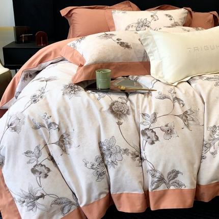 91家纺网 家纺一手货源 找家纺 （总）太古汇 2023新款100棉火山小磨毛数码印花大宽边四件套