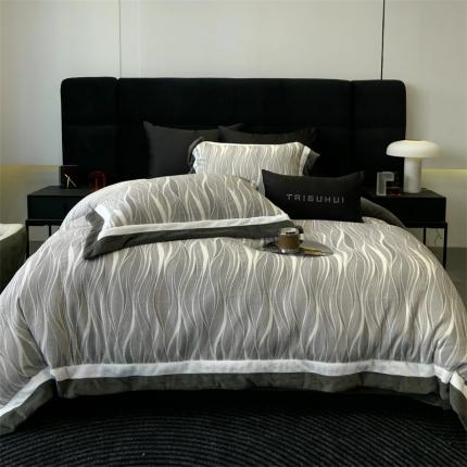 91家纺网 家纺一手货源 找家纺 （总）太古汇 2023新款230g双拼角牛奶绒四件套-爱丁堡系列