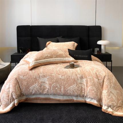 91家纺网 家纺一手货源 找家纺 （总）太古汇 2023新款230g双拼角牛奶绒四件套-维也纳系列