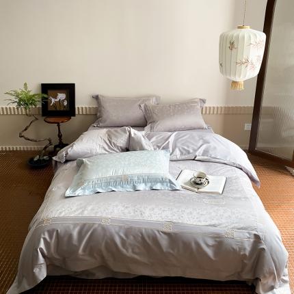 太古汇 2023新款长绒棉高精密提花四件套-威尼斯系列 威尼斯-灰紫