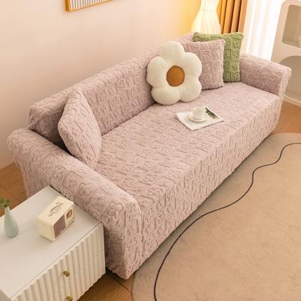 91家纺网 家纺一手货源 找家纺 沐沐 2026新款如意草提花沙发套 少女粉