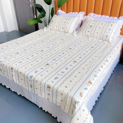 91家纺网 家纺一手货源 找家纺 纯棉床盖三件套240×255小仙女夏季加大床单花边全棉床盖三件套