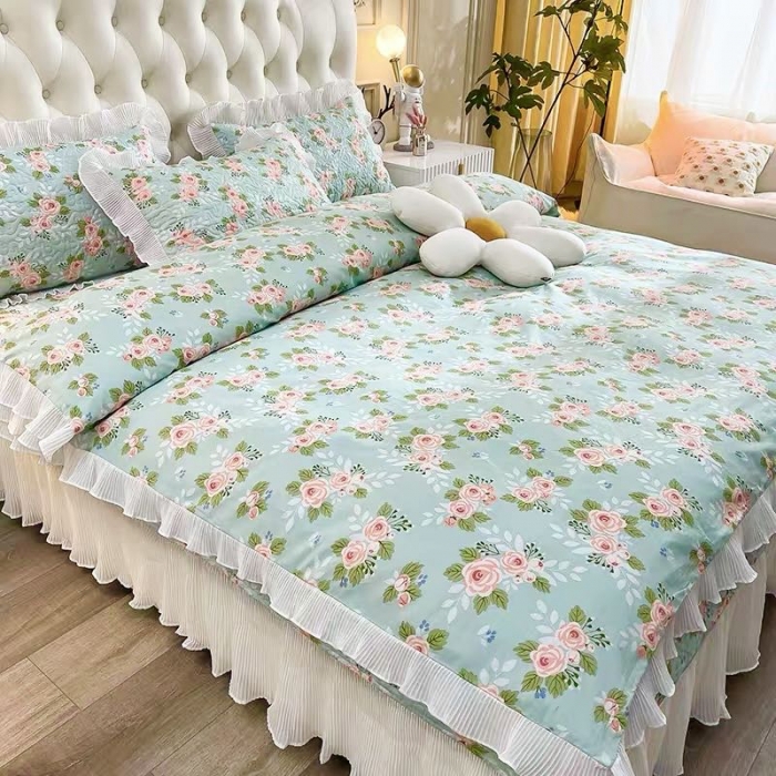 91家纺网 家纺一手货源 找家纺 纯棉被罩双人2*2.3米 单件双人被套小仙女韩版加厚花边全棉被套