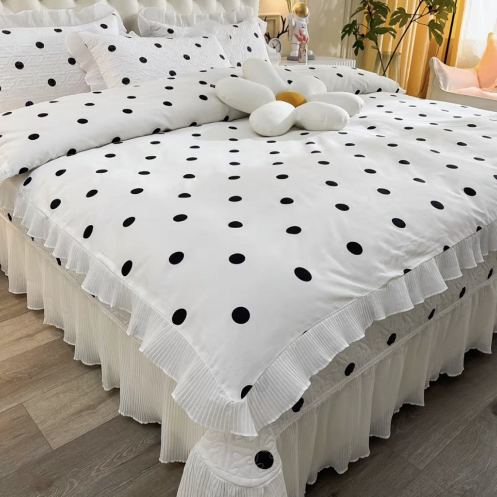 91家纺网 家纺一手货源 找家纺 纯棉被罩双人2*2.3米 单件双人被套小仙女韩版加厚花边全棉被套