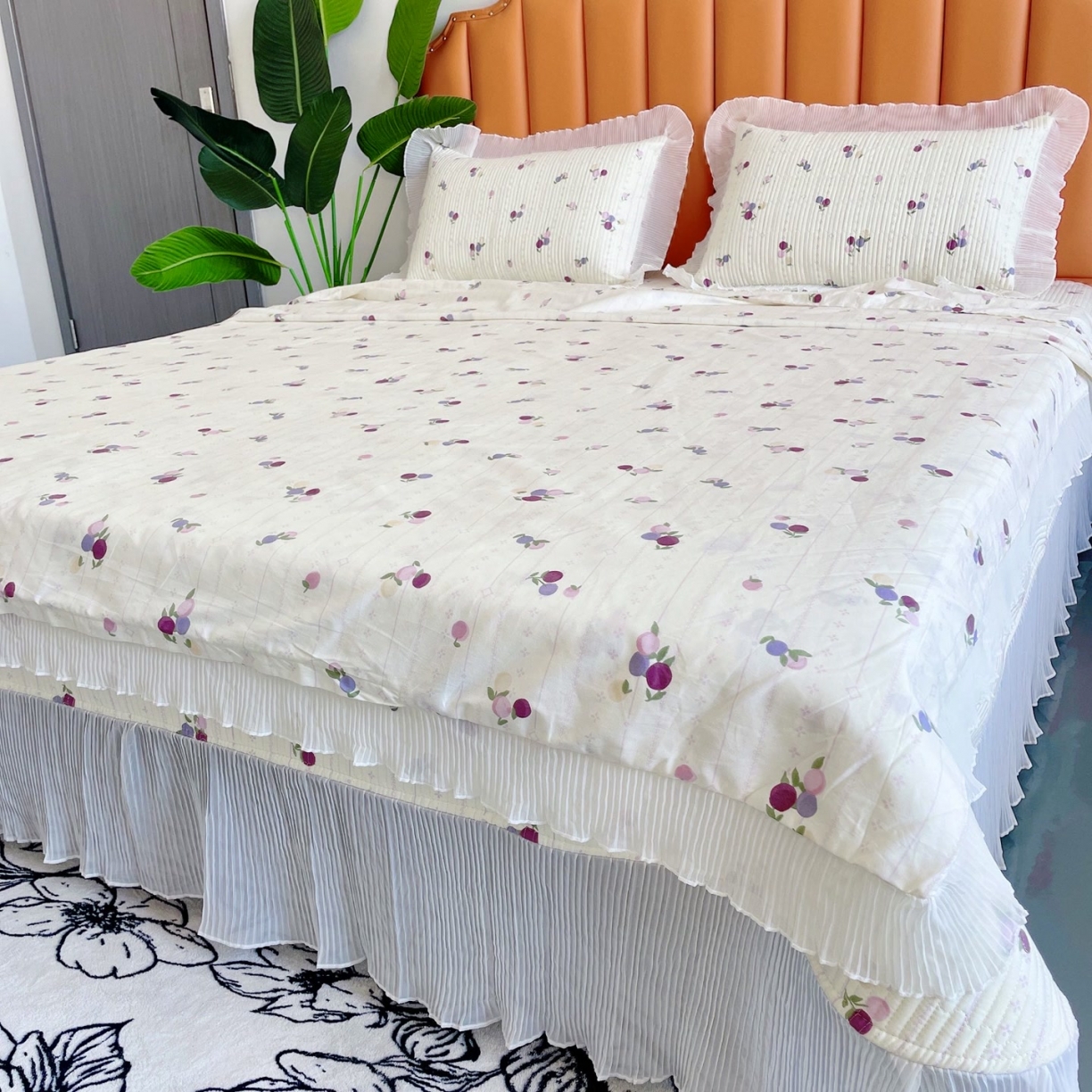 91家纺网 家纺一手货源 找家纺 纯棉被罩双人2*2.3米 单件双人被套小仙女韩版加厚花边全棉被套