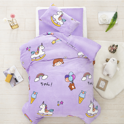 91家纺网 家纺一手货源 找家纺 （总）乐秀家纺 2023新款牛奶绒幼儿园被子六套件