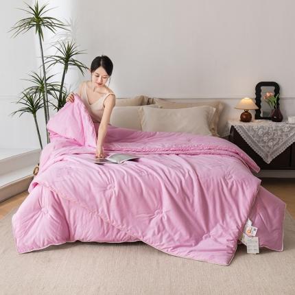 91家纺网 家纺一手货源 找家纺 心悦家纺 2023新款80支全棉提花大豆二合一拉链款子母被 粉色