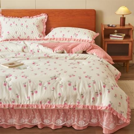 91家纺网 家纺一手货源 找家纺 恒爱 2023新款全棉春秋被床盖四件套 丝丝花香