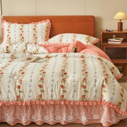 91家纺网 家纺一手货源 找家纺 恒爱 2023新款全棉春秋被床盖四件套 婉风玫瑰