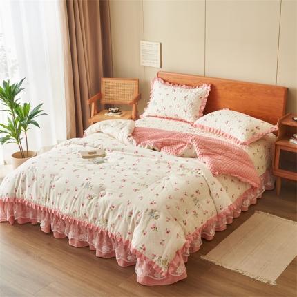 恒爱 2023新款全棉春秋被床盖四件套 樱桃蜜语