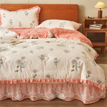 91家纺网 家纺一手货源 找家纺 恒爱 2023新款全棉春秋被床盖四件套 韵染青花