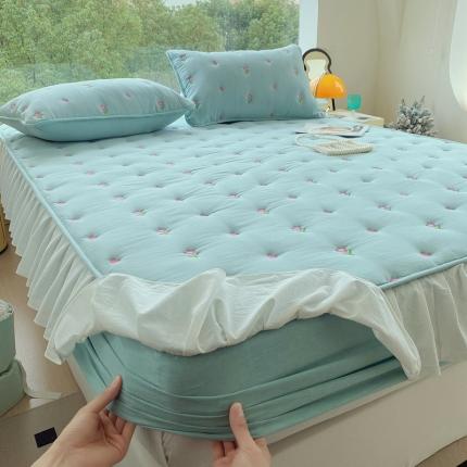 91家纺网 家纺一手货源 找家纺 （总）尊康家纺（原磊科） 2024新款全棉色织夹棉大豆床笠-花颜