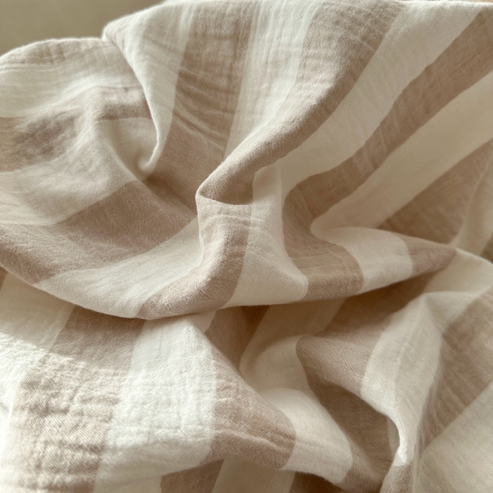 91家纺网 家纺一手货源 找家纺 千朵 2023新款色织双层皱皱纱全棉四件套 奶灰