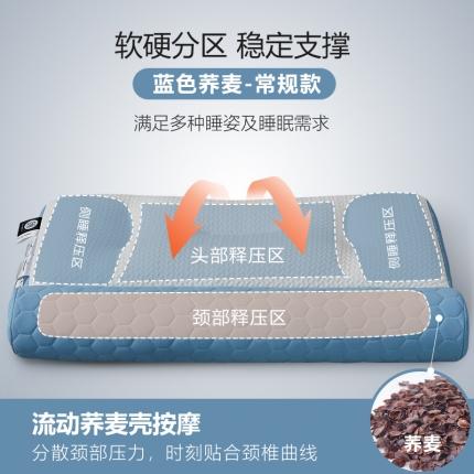 91家纺网 家纺一手货源 找家纺 乐可 2023新款乳胶反牵引功能枕 蓝色