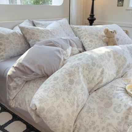 91家纺网 家纺一手货源 找家纺 （总）百寐2024新款卡通碎花文艺复古小清新全棉13372床笠床单被套三四件套