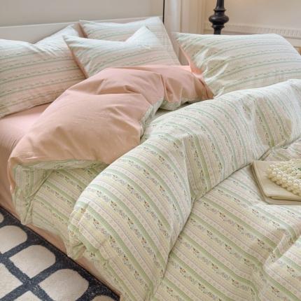 91家纺网 家纺一手货源 找家纺 （总）百寐2024新款卡通碎花文艺复古小清新全棉13372床笠床单被套三四件套