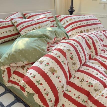 91家纺网 家纺一手货源 找家纺 （总）百寐2024新款卡通碎花文艺复古小清新全棉13372床笠床单被套三四件套