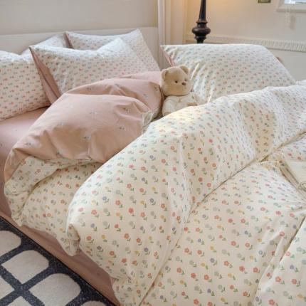 91家纺网 家纺一手货源 找家纺 （总）百寐2024新款卡通碎花文艺复古小清新全棉13372床笠床单被套三四件套