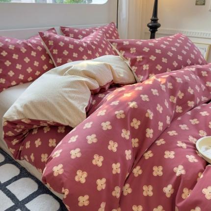 91家纺网 家纺一手货源 找家纺 （总）百寐2024新款卡通碎花文艺复古小清新全棉13372床笠床单被套三四件套