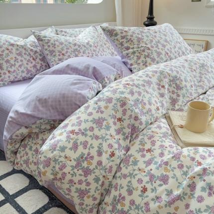 91家纺网 家纺一手货源 找家纺 （总）百寐2024新款卡通碎花文艺复古小清新全棉13372床笠床单被套三四件套