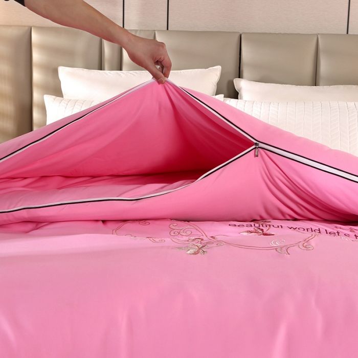 91家纺网 家纺一手货源 找家纺 美伦美 2023新款铂金尊享蚕丝子母被 手工订花  尊享粉