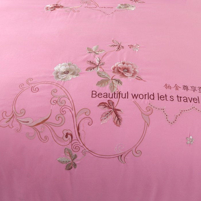 91家纺网 家纺一手货源 找家纺 美伦美 2023新款铂金尊享蚕丝子母被 手工订花  尊享粉