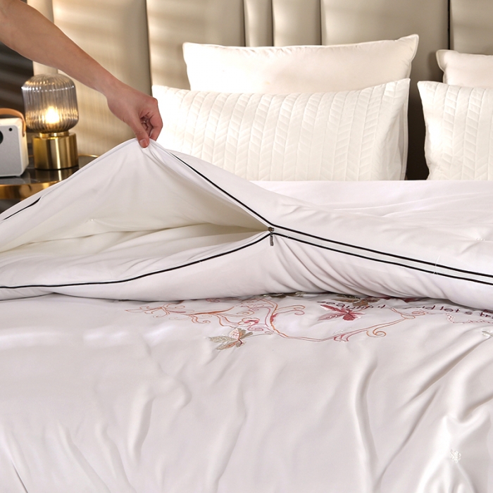 91家纺网 家纺一手货源 找家纺 美伦美 2023新款铂金尊享蚕丝子母被 手工订花 尊享白