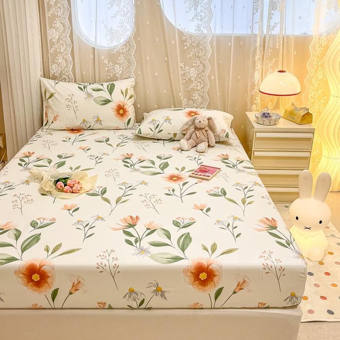 91家纺网 家纺一手货源 找家纺 小懒猪 2024春夏新款全棉印花单床笠 浪漫花季