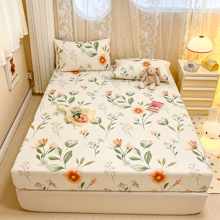 91家纺网 家纺一手货源 找家纺 小懒猪 2024春夏新款全棉印花单床笠 浪漫花季