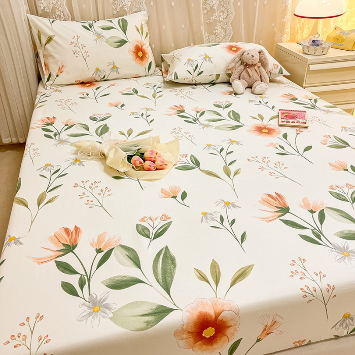 91家纺网 家纺一手货源 找家纺 小懒猪 2024春夏新款全棉印花单床笠 浪漫花季