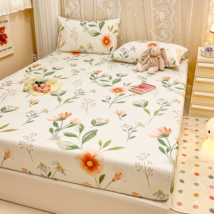 91家纺网 家纺一手货源 找家纺 小懒猪 2024春夏新款全棉印花单床笠 浪漫花季