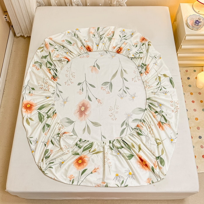 91家纺网 家纺一手货源 找家纺 小懒猪 2024春夏新款全棉印花单床笠 浪漫花季