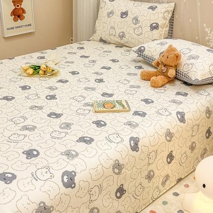 91家纺网 家纺一手货源 找家纺 小懒猪 2024春夏新款全棉印花单床单 小灰熊