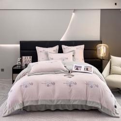 91家纺网 家纺一手货源 找家纺 (总) 品家居 2025新款5D雕花牛奶绒四件套-心动玫瑰,粉拼灰,黄拼灰,蓝拼灰