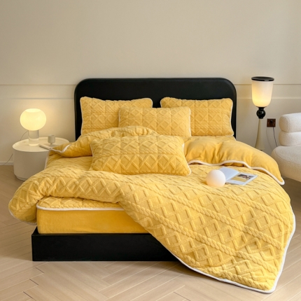 91家纺网 家纺一手货源 找家纺 （总）可恩欣 2025爆款A类塔芙绒牛奶绒床笠四件套单床笠三件套