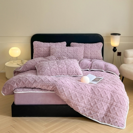 91家纺网 家纺一手货源 找家纺 （总）可恩欣 2025爆款A类塔芙绒牛奶绒床笠四件套单床笠三件套