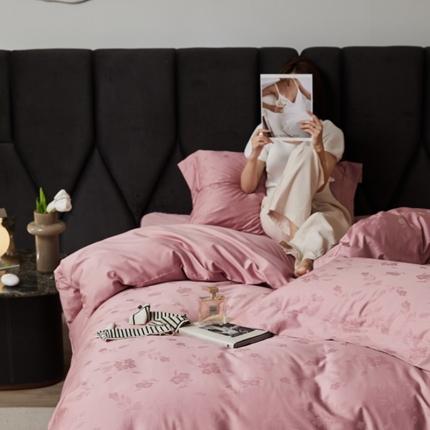 91家纺网 家纺一手货源 找家纺 涵美人 2025新款长绒棉真100s支全棉提花四件套纯棉073烟梦