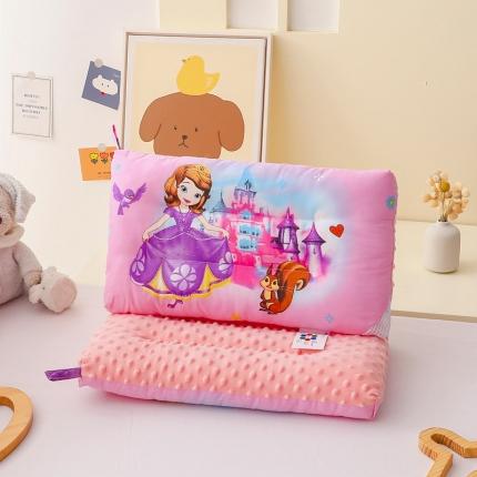 91家纺网 家纺一手货源 找家纺 吉咪兔A类全棉儿童豆豆绒枕可水洗定型枕午睡枕卡通豆豆枕城堡苏菲亚