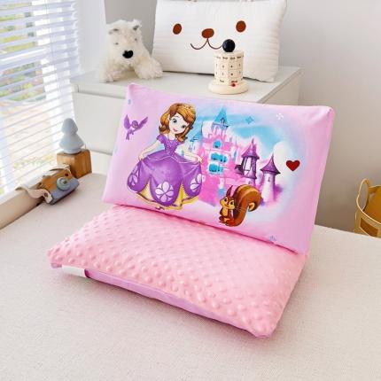 91家纺网 家纺一手货源 找家纺 吉咪兔A类全棉儿童豆豆绒枕可水洗定型枕午睡枕卡通豆豆枕城堡苏菲亚