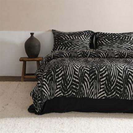 简家居 2023新款雪尼尔绒极简高级感秋冬床上用品四件套 韵律波动墨黑