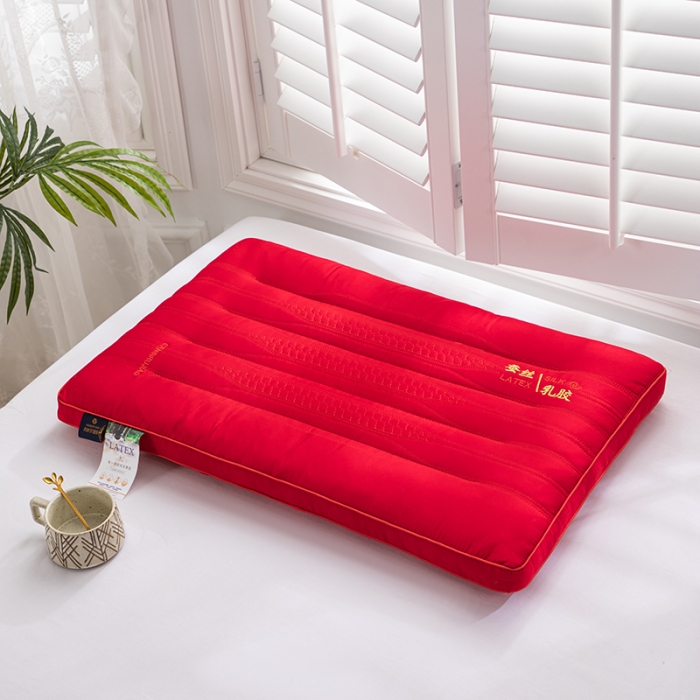 91家纺网 家纺一手货源 找家纺 （总）仁宇 2023新款蚕丝乳胶低枕婚庆大红枕头枕芯一个