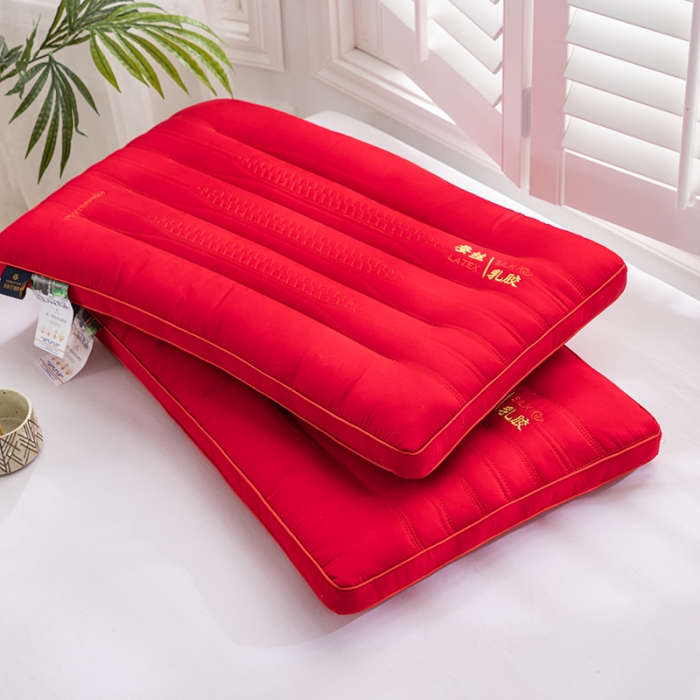 91家纺网 家纺一手货源 找家纺 （总）仁宇 2023新款蚕丝乳胶低枕婚庆大红枕头枕芯一个