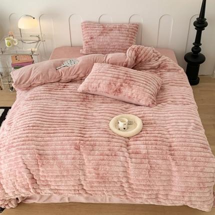 91家纺网 家纺一手货源 找家纺 总 昔可家纺 2023新款ins风纯色兔兔绒兔毛四件套